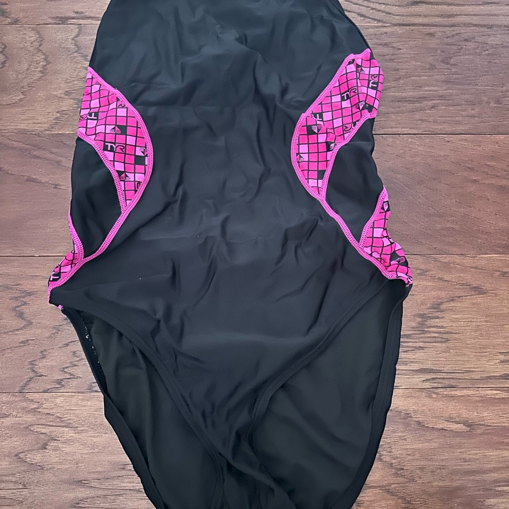 TYR Black One Piece with Pink Accents